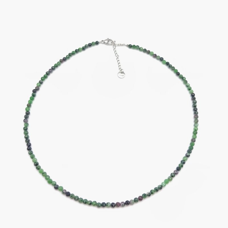 Collier perles facettées - Rubis / Zoïsite (3 mm)