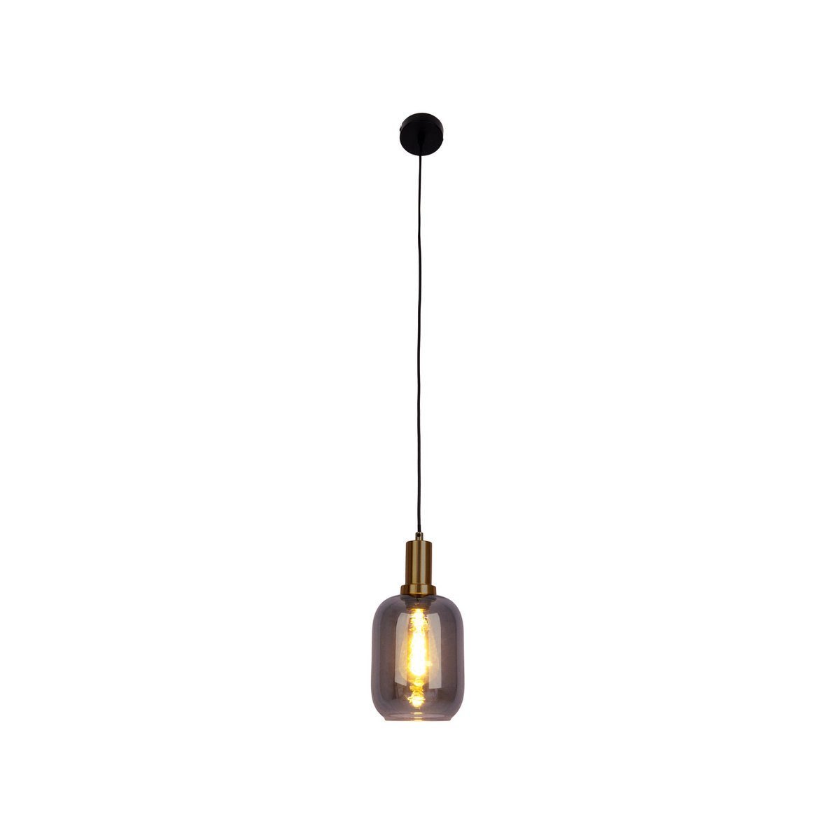 1-pendant lampa „fumo”, lampa wisiorka wykonana z metalu i szkła w kolorze czarnym, z gniazdem E14, do jadalni, salonu, korytarza lub biura, lampa wisząca 150 x 20 cm