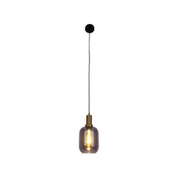 1-pendant lampa „fumo”, lampa wisiorka wykonana z metalu i szkła w kolorze czarnym, z gniazdem E14, do jadalni, salonu, korytarza lub biura, lampa wisząca 150 x 20 cm