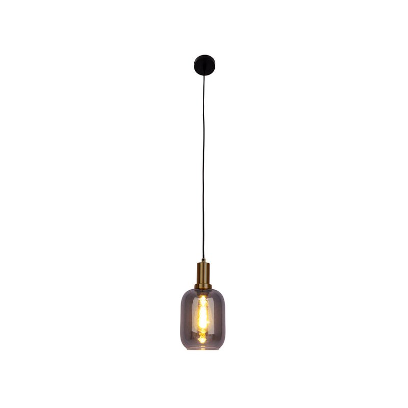 1-pendant lampa „fumo”, lampa wisiorka wykonana z metalu i szkła w kolorze czarnym, z gniazdem E14, do jadalni, salonu, korytarza lub biura, lampa wisząca 150 x 20 cm