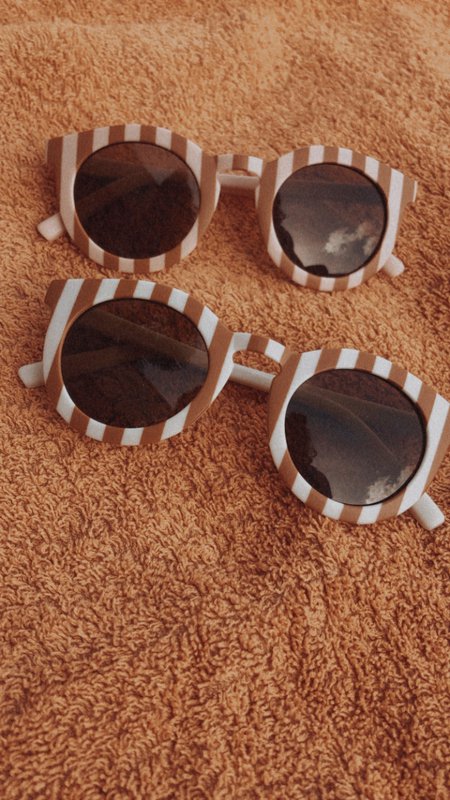 Kindersonnenbrille Streifen | Kinder Sonnenbrillen | Weiß-Orange | Rosa-Orange