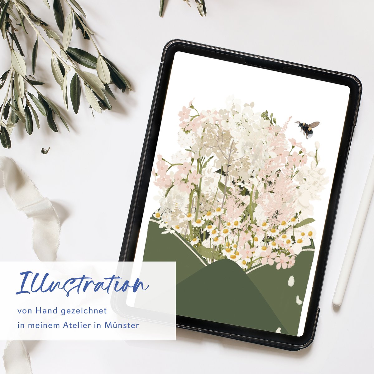 Ansichtkaartenvelop met bloemen