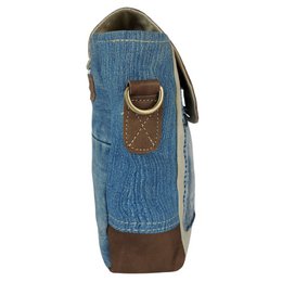 Sunsa damestas. Handtas gemaakt van upcycled jeans en canvas. Schoudertas in messenger-vorm. Schoudertas in vintagestijl. Grote crossbodytas voor dames