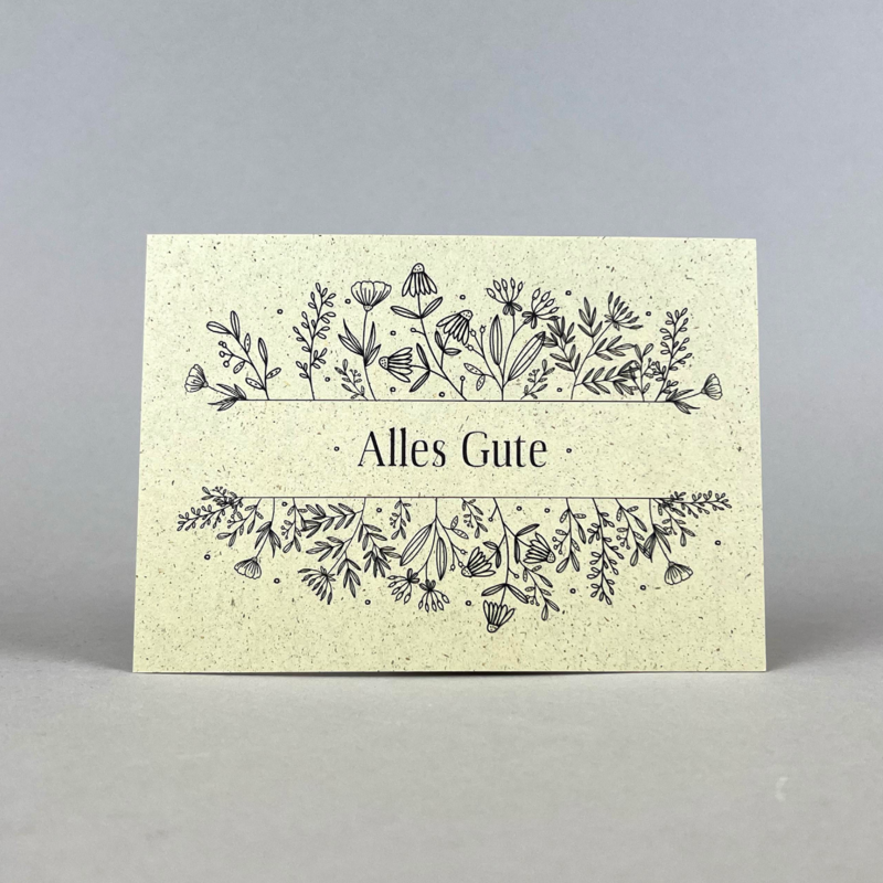 Ansichtkaart graspapier "All the best (geel)"
