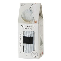 Shupatto compact foldable shopping bag size L - Stripes (Sen)