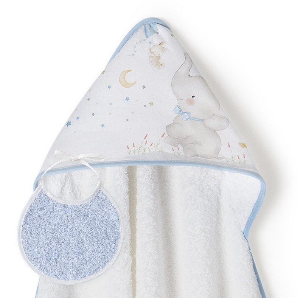 BAD HANDDOEK - 1X1 MT. MOD. ELEFANTE - W/BLAUW