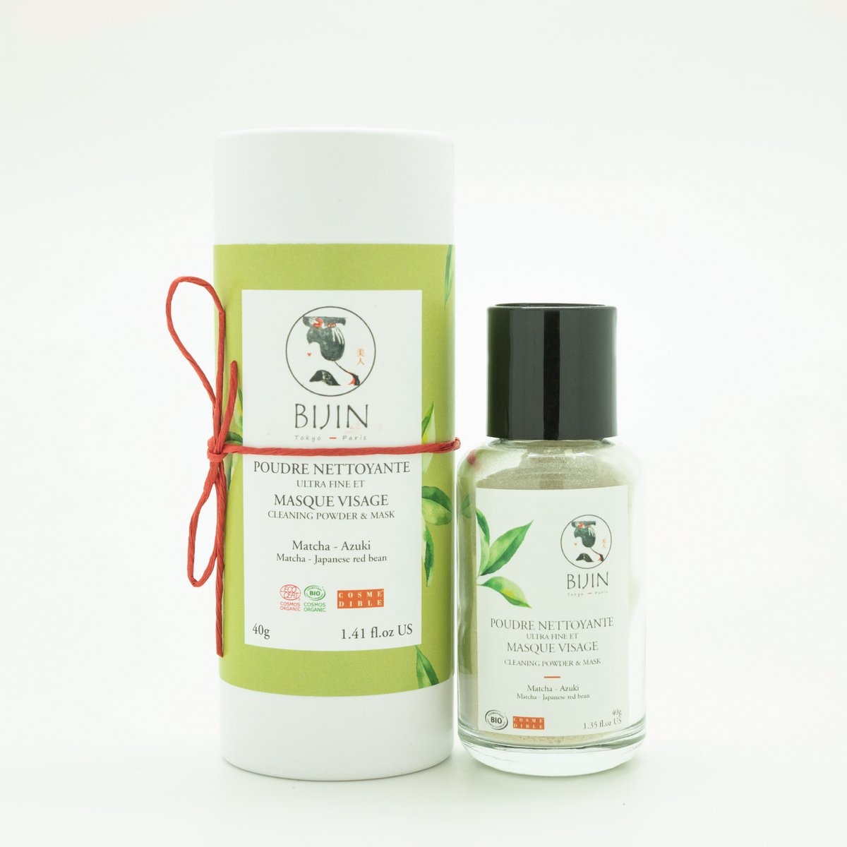 Cleansing powder and matcha face mask