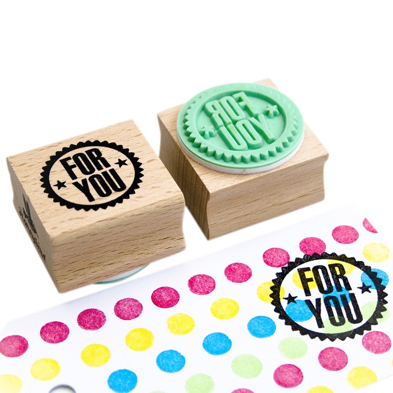 Ronde stempel - "FOR YOU" tekst - Mintgroen