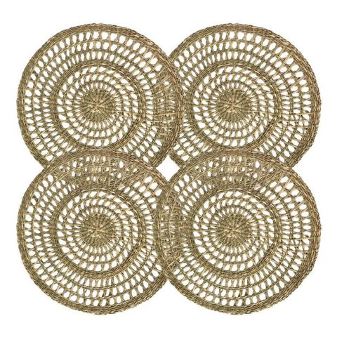 Runde Seegras-Tischsets, Tischdekoration-Ladeplatten-Alternative (Set 4)