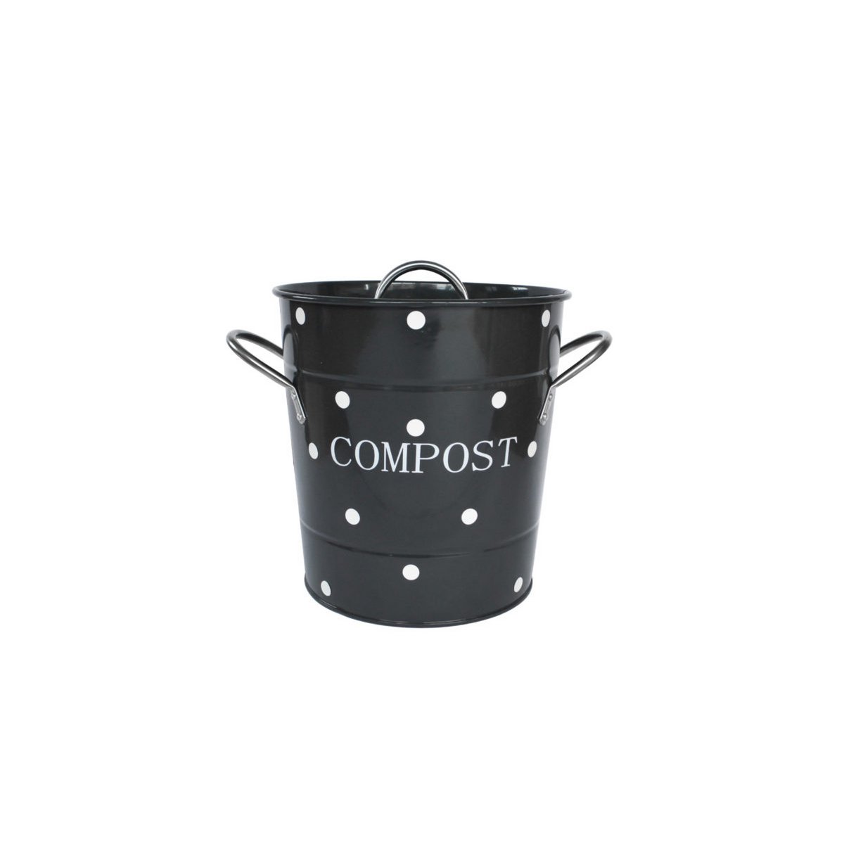 Bac à compost charbon à pois blancs 21x19 cm