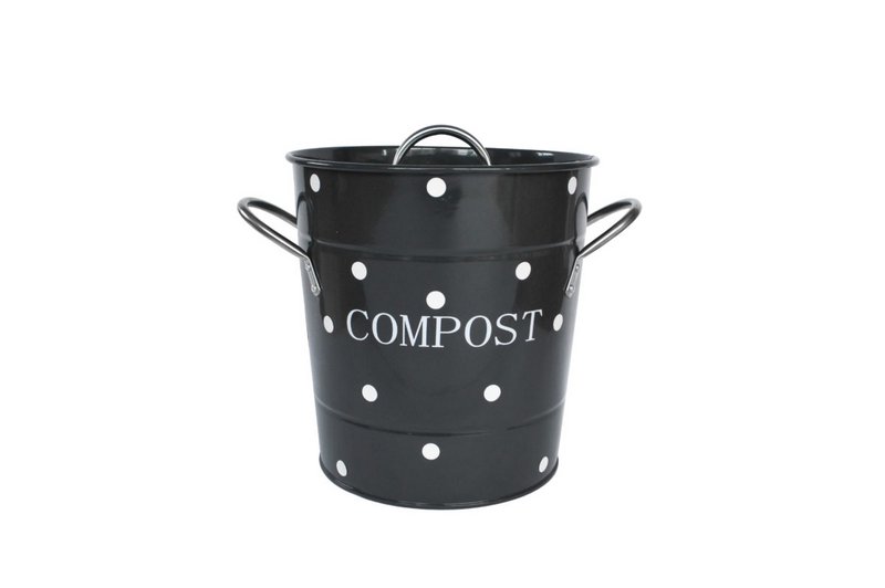 Cubo de compost de carbón lunares blancos 21x19 cm