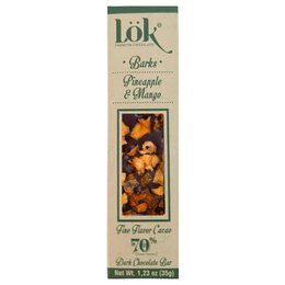 Dark chocolate bar with pineapple mango pieces, 70% cacao, premium artisan confection