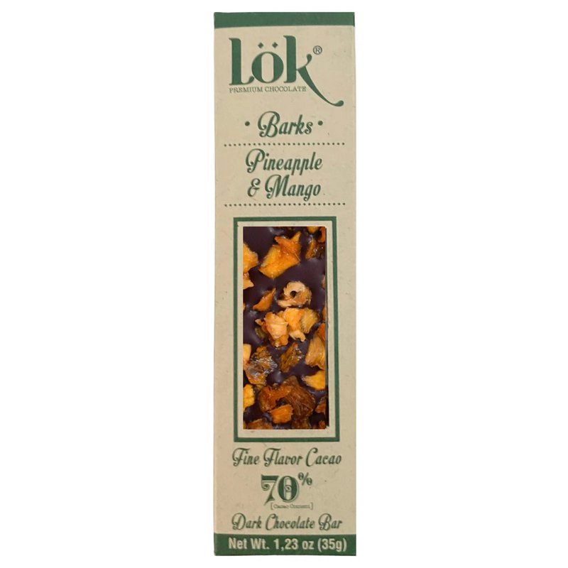 Dark Chocolate Bar with Pineapple & Mango | 70% Cacao | 35g