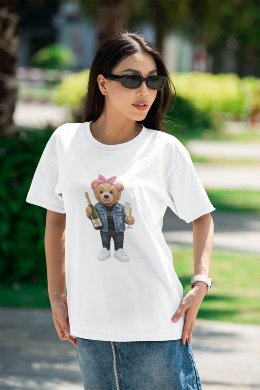 Oversize'owa koszulka Prosecco Girl Bear