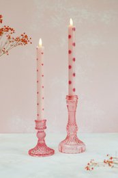 Led Pillar Candle Hearts Pink RC - Set di 2