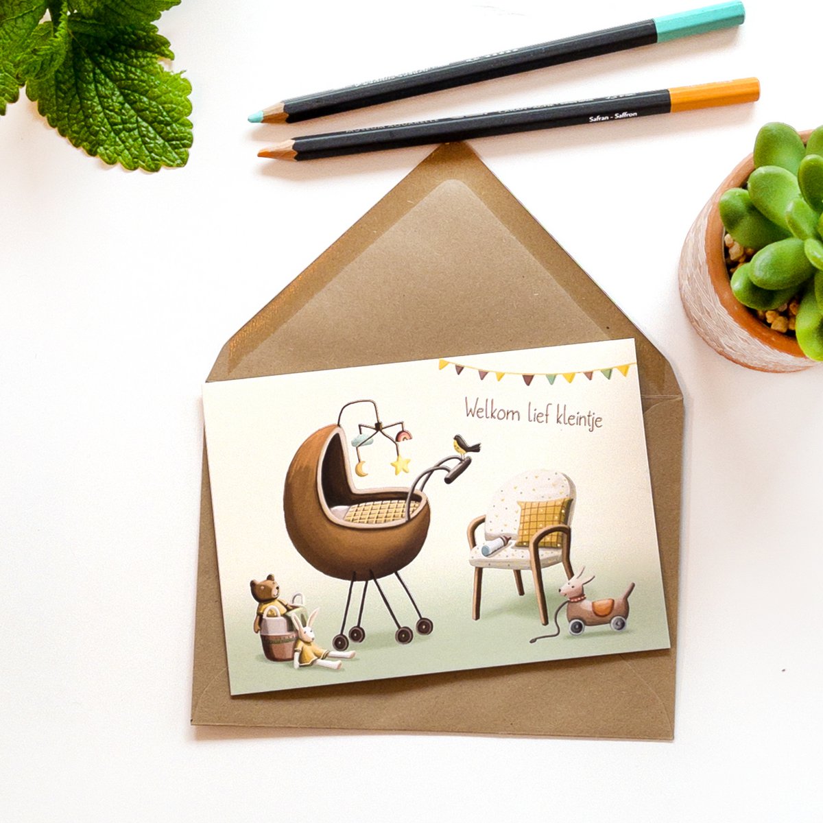 Greeting card birth crib (boy or girl)