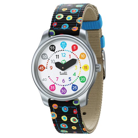 Twistiti - Educatief kinderhorloge voor 6+ met nummerkeuze, waterdichte 50M, gemakkelijk te verwisselen riem - stippen