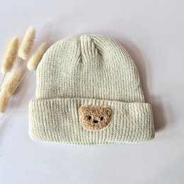 Rattle Beer Beanie - Beige Warm knitted hat for babies and toddlers