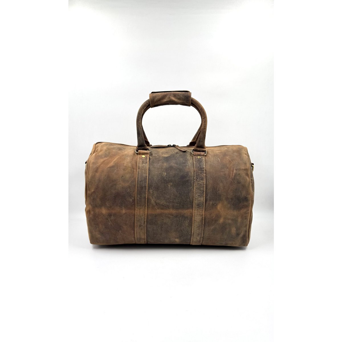 Ręcznie robiona brązowa skórzana torba podróżna „Hunter” – kompaktowa torba Artisan 45 cm z bezpieczną przegrodą na rzep
