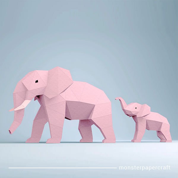 DIY Elefantes Mama & Baby – Rosa