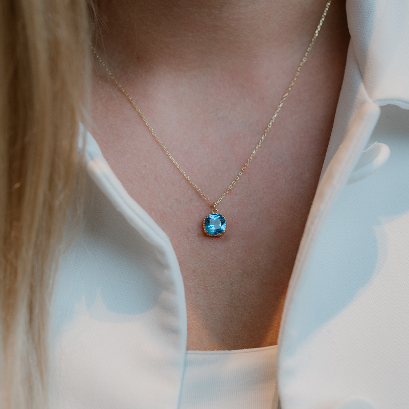 Collier Pierre de Naissance Mars aigue-marine