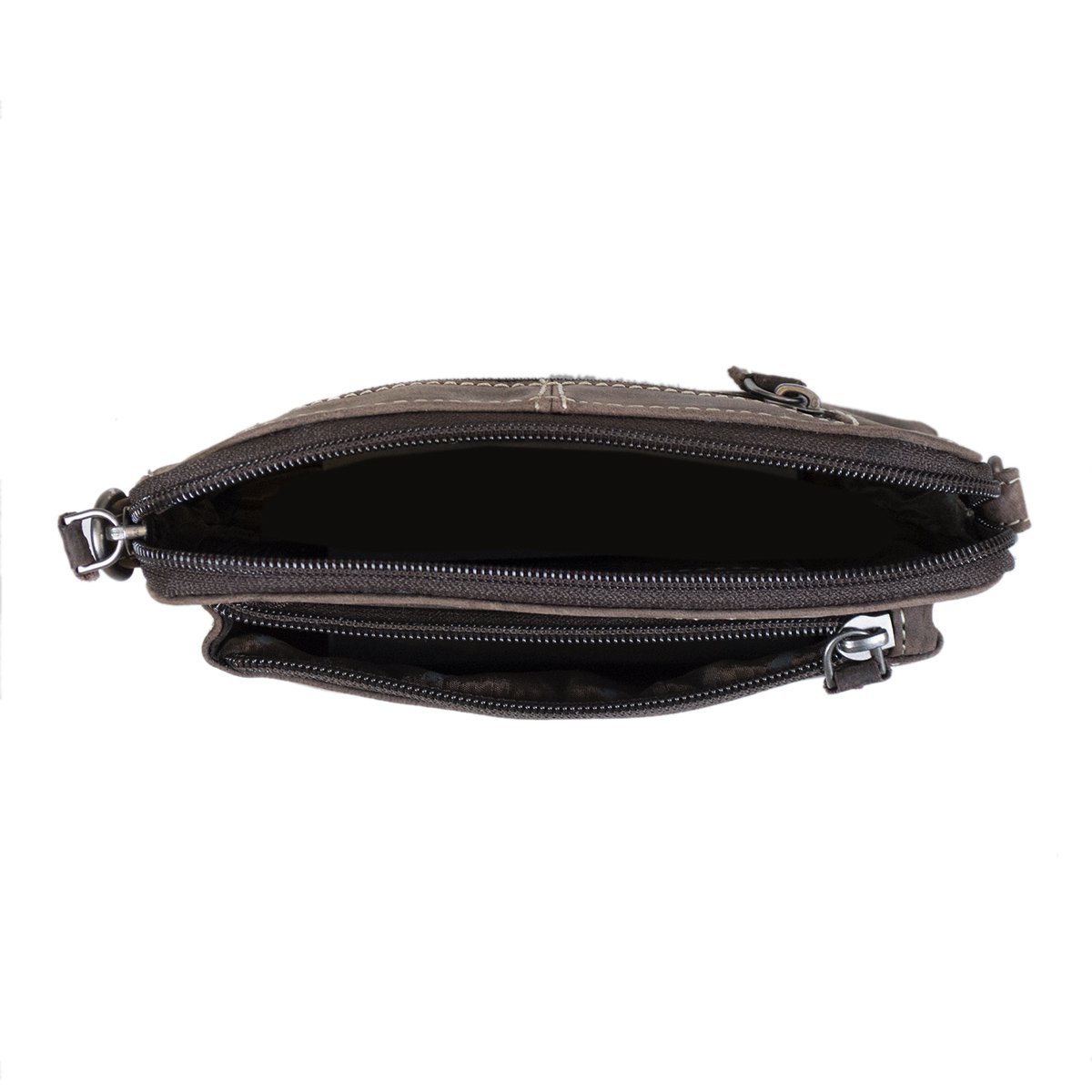 Schultertasche - Gürteltasche - Clutch aus schwarzem Büffelleder - 3 Farben Leder