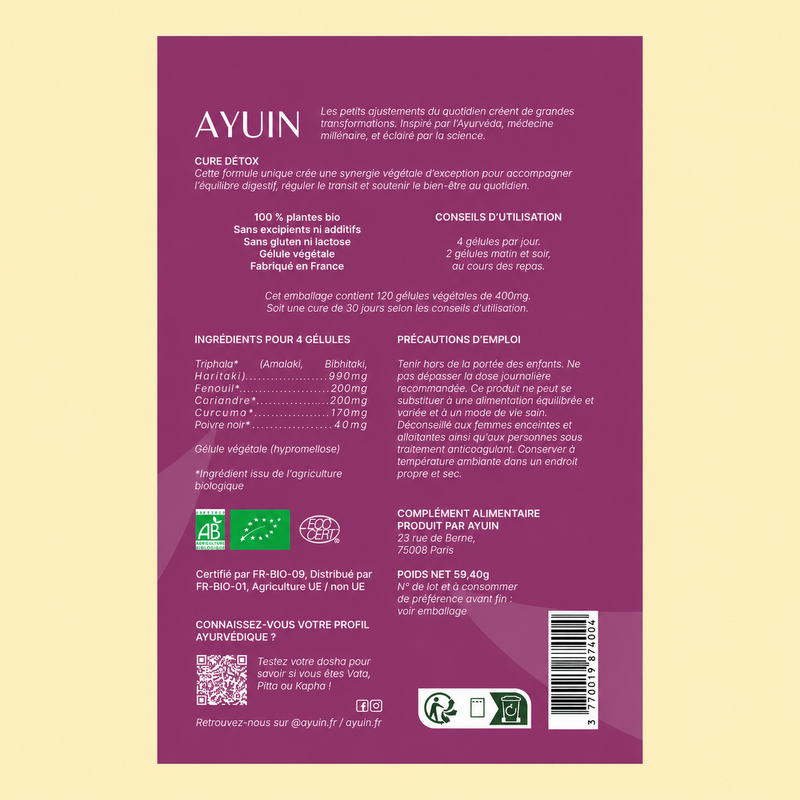 Biologische detox - spijsvertering - 120 ayurvedische capsules