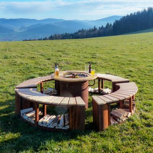 Freiburg grill/fire pit made of stainless steel with a Corten steel look