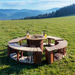 Freiburg grill/fire pit made of stainless steel with a Corten steel look