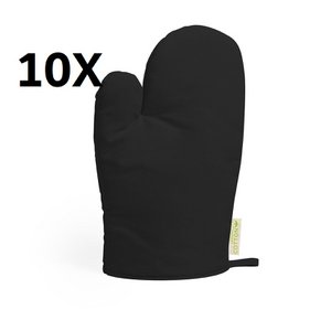 10 X BLACK KITCHEN MITTEN MADE OF ORGANIC COTTON MATERIAL IN HIGH QUALITY.