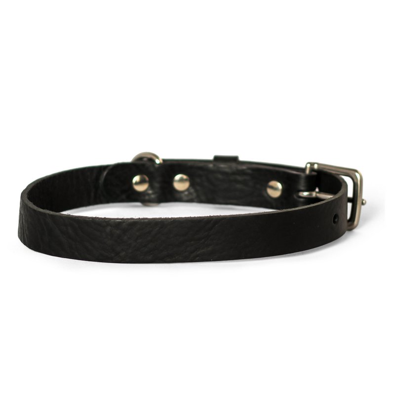 No Fus Collar Dog Leather Nero