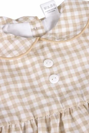 Baby Gingham Romper med krave, beige