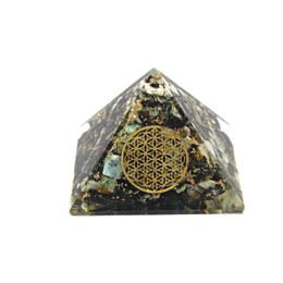 Small Orgonite Pyramide Chrysocolla Flower of Life