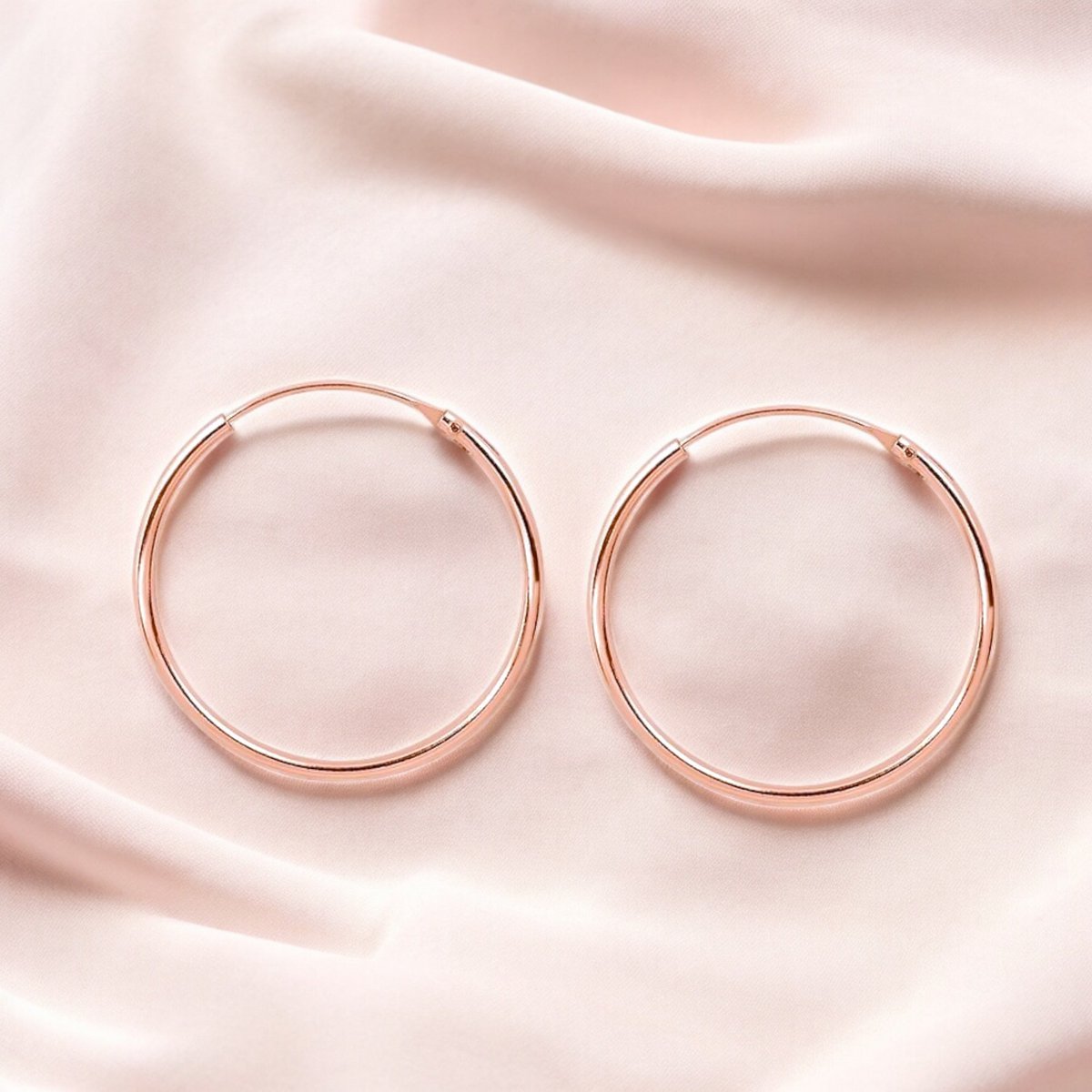 Klassieke 25 mm oorringen gemaakt van 925 sterling zilver - 18K roséverguld, ronde buis van 1,1 mm - OHR925-153