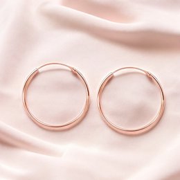 Classic 25 mm hoop earrings made of 925 sterling silver - 18K rose gold plated, 1.1 mm round tube - OHR925-153