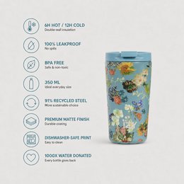 IZY Thermos Mug - Vincent's Flowers (green) - 350ML To-Go Insulated Coffee mug