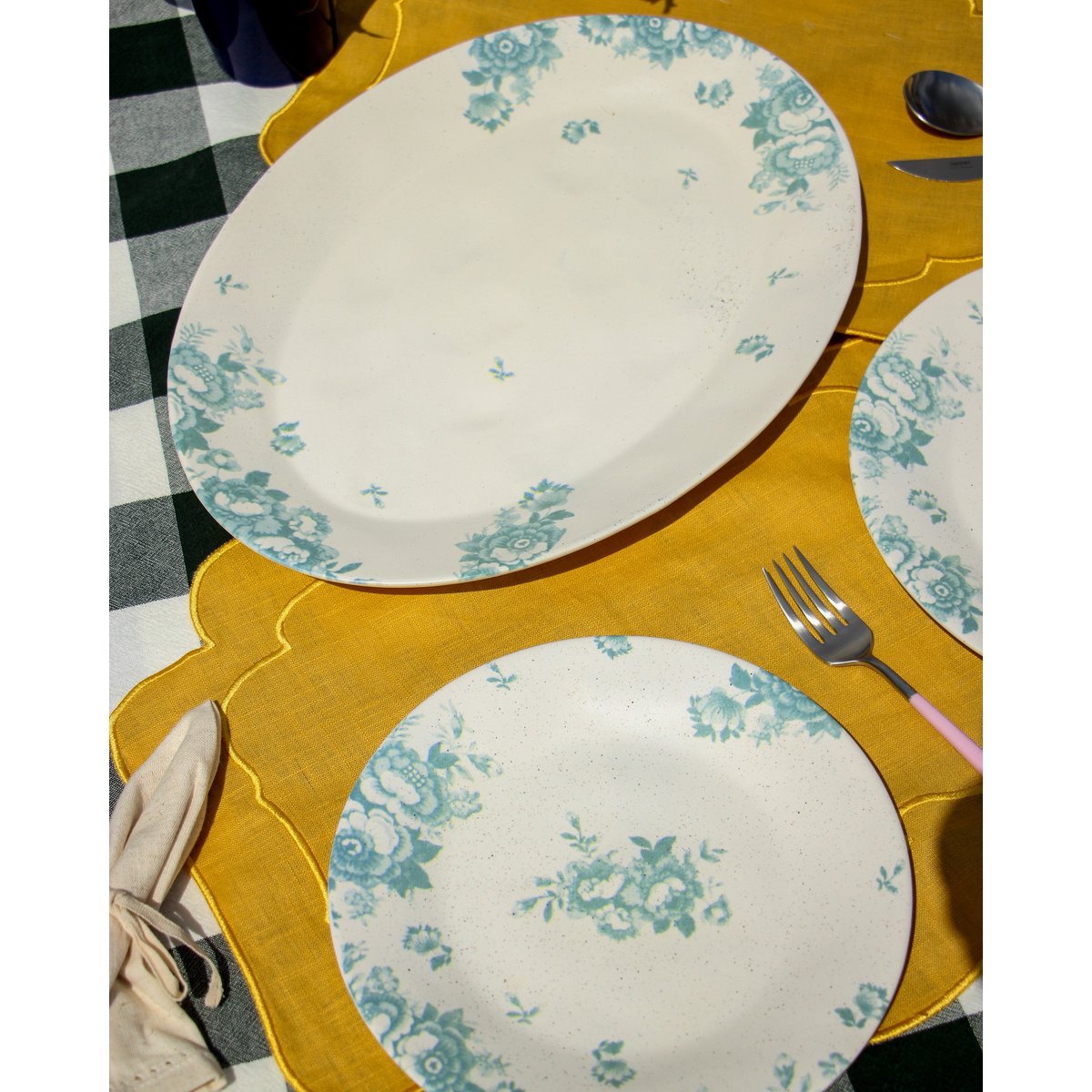 Serveer schotel vintage bloemen groen