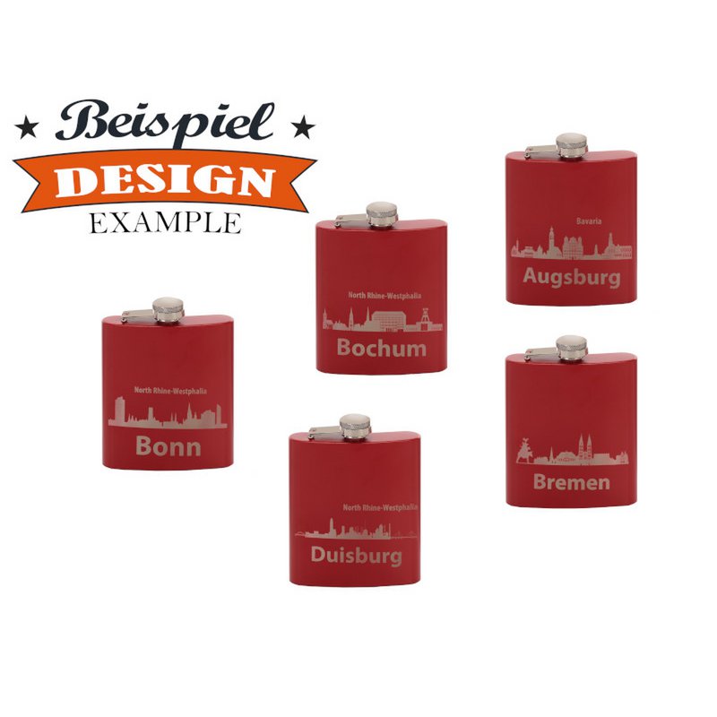 Metalen heupfles, rood, 200ml