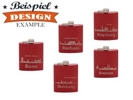 Metalen heupfles, rood, 200ml
