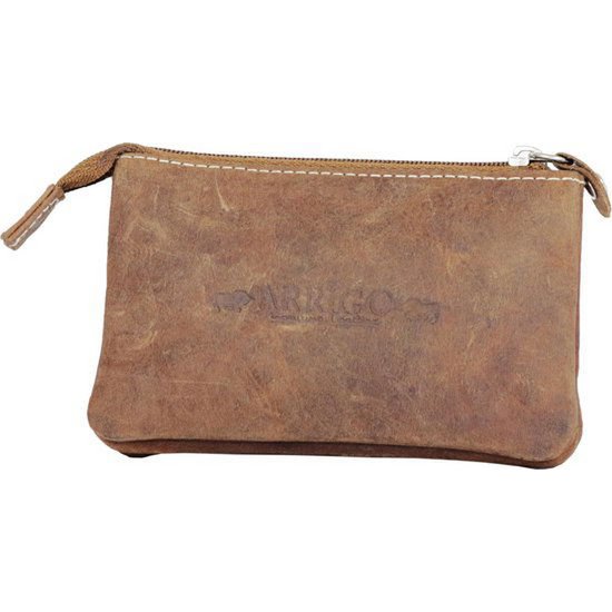 Arrigo Key Beutel - Vintage Cognac Leder mit Reißverschluss und Schlüsselringen