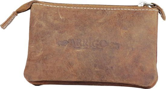Arrigo Key Beutel - Vintage Cognac Leder mit Reißverschluss und Schlüsselringen