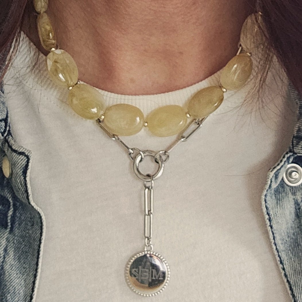 Collier de perles ovales pépite XL
