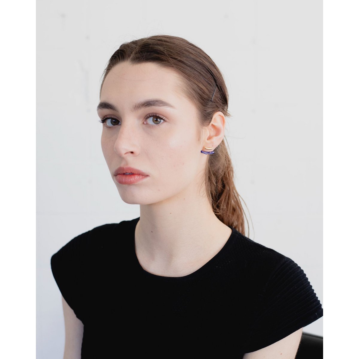 Enamel front-and-back Earrings — Blue & Gold