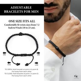 Bracelet Homme Pyramide Noir avec Zircon