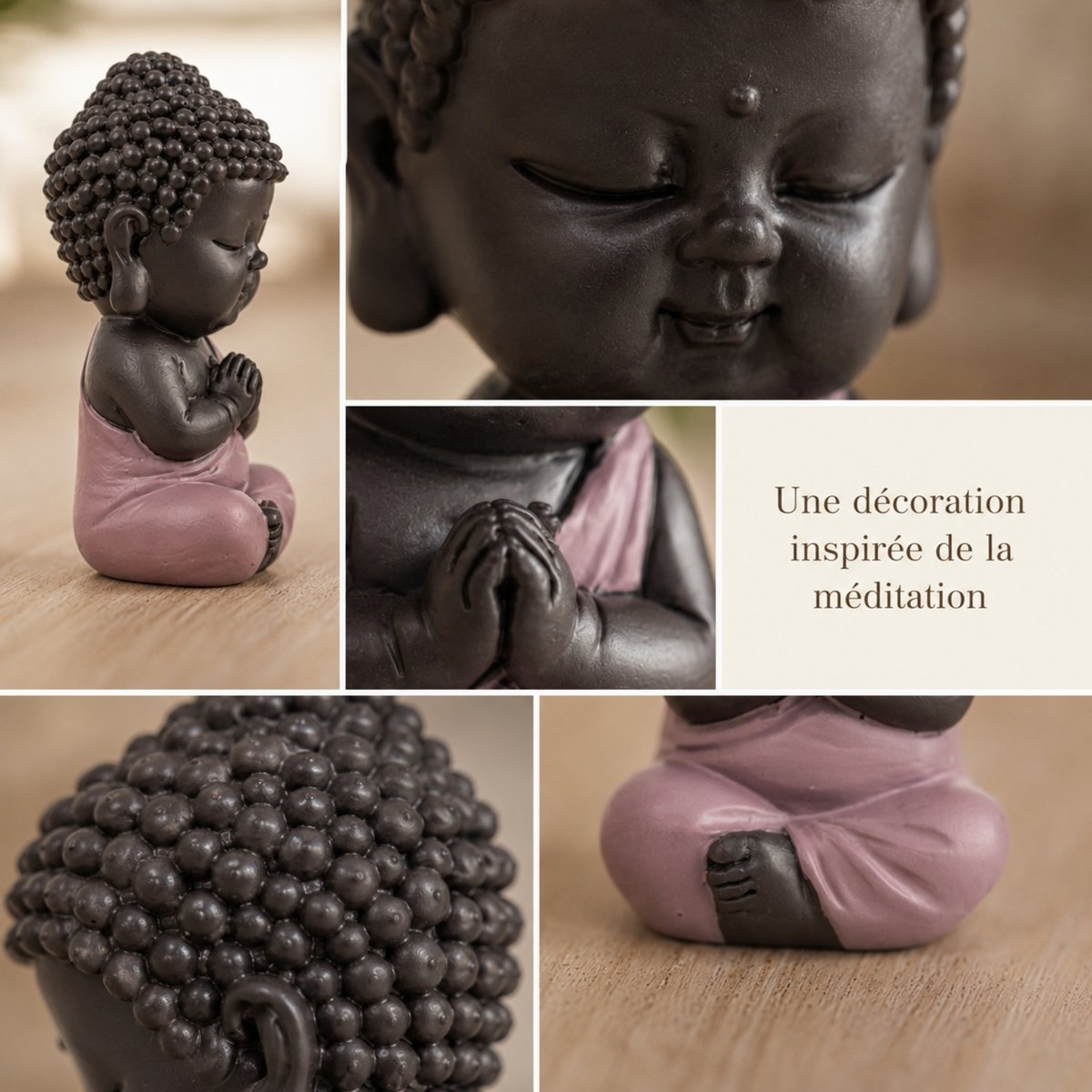 Buddha Statuette – Pink Toga – Zen and Feng Shui Decoration – Spiritual and Relaxed Atmosphere – Decorative Gift Idea
