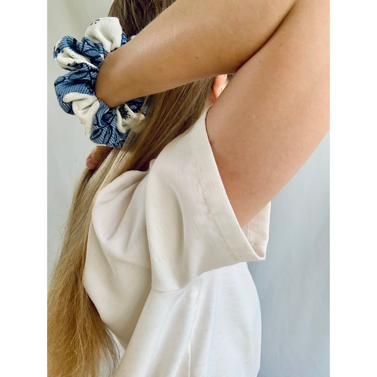 Scrunchie - Light Blue Jacquard - Recycled