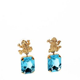 Armonia Gold Plated Light Blue Crystal Earrings With Frog