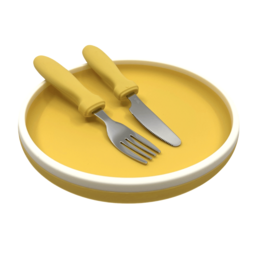 Silicone children's plate with cutlery