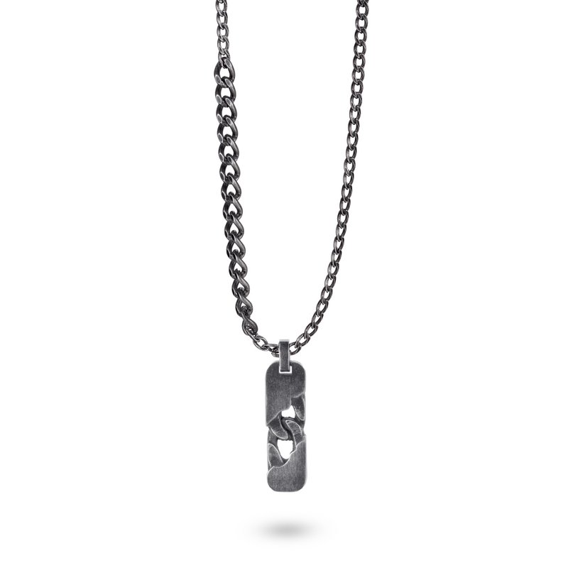 Men's Stainless Steel Chain Necklace with Textured Pendant
