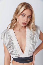 Boho ruffled beige linned afgrøde